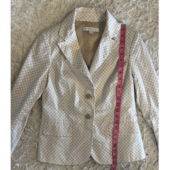 New York & Company Women's Size 6 Stretch White and Beige Printed Blazer #0410 - Picture 11 of 13